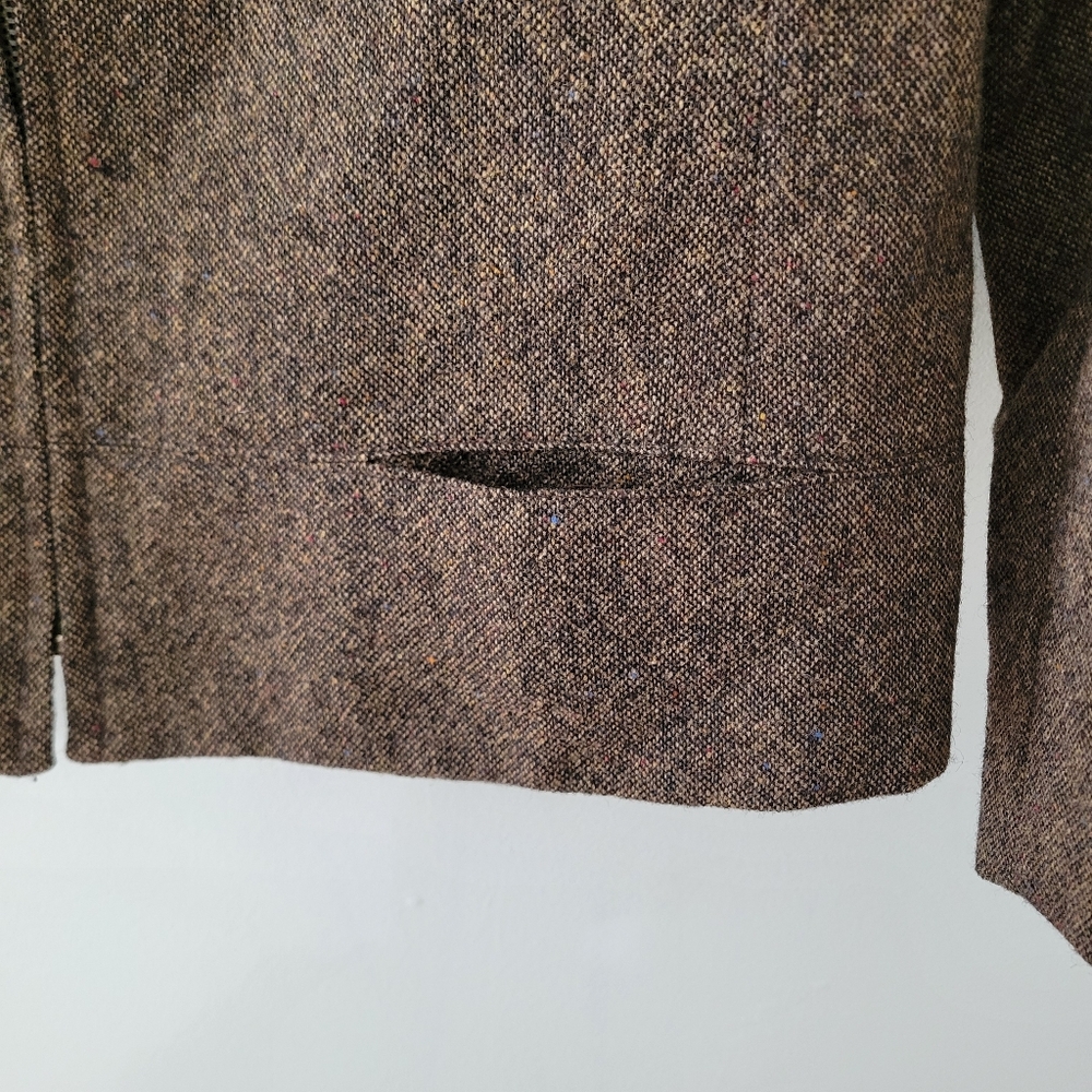 Sandro Women's Brown Tweed Wool Blazer Jacket Size 16 Minimal Classic Vintage - Picture 7 of 14